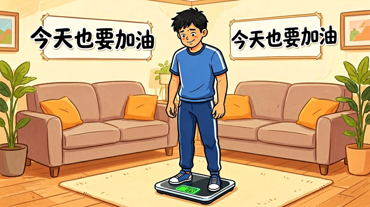 立志减肥第一天，站上体重秤信心满满