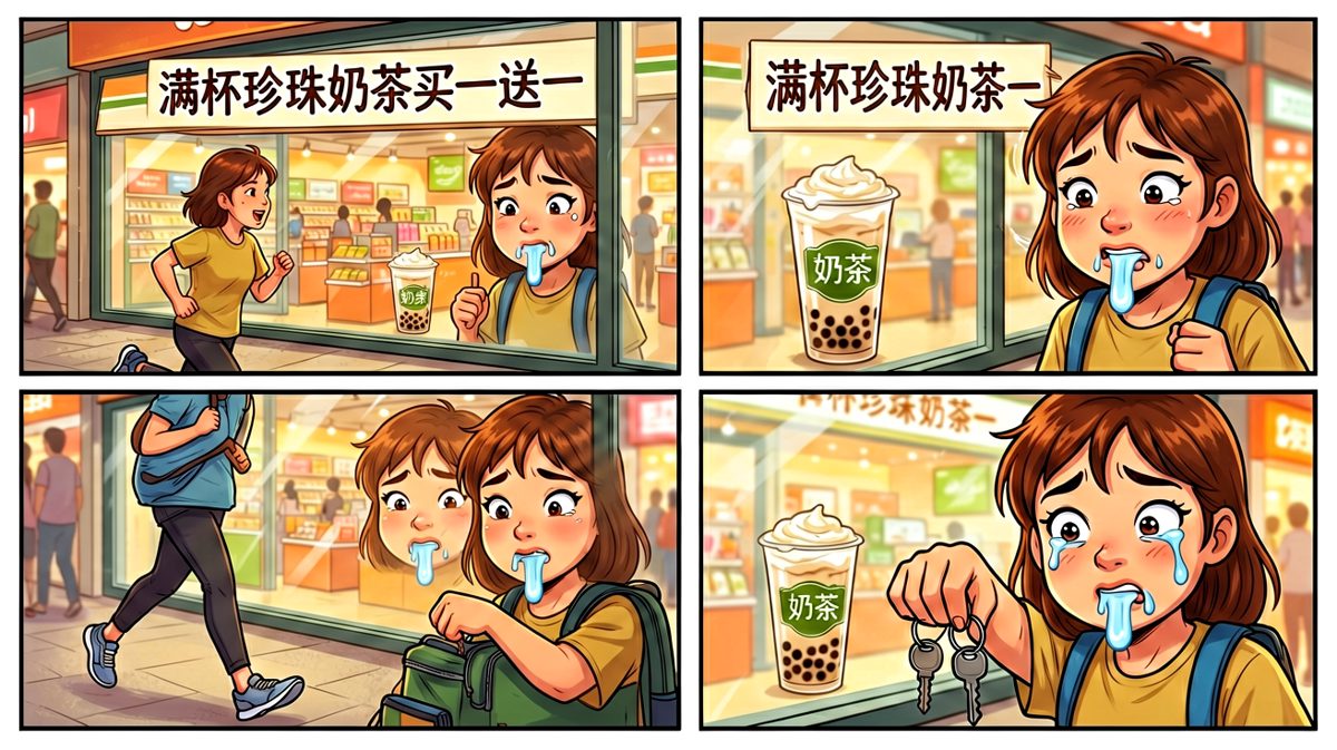 路过奶茶店：只是看一下，又不是要买……吧？