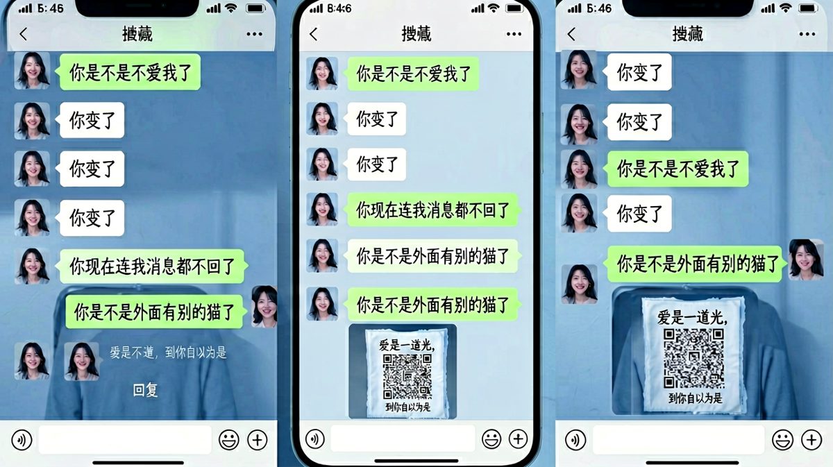 女生上演内心戏连发十条，男生的终极反转是一张贴收款码。