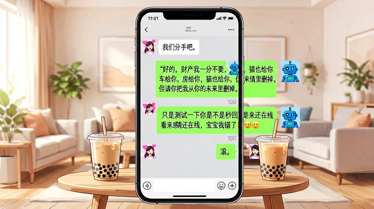 女生拿分手开玩笑，男生反手就是一个冷酷三连击