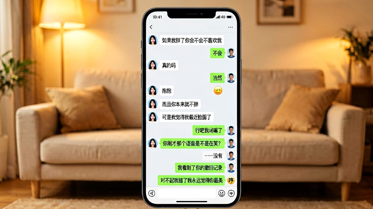女生连环追问颜值危机，男生的求生欲在第三条消息就全面崩盘。