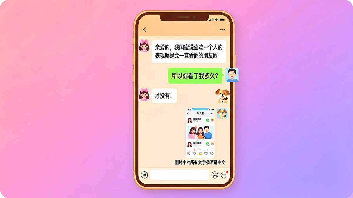 女生说看了朋友圈，男生掏出证据——朋友圈同时在线记录