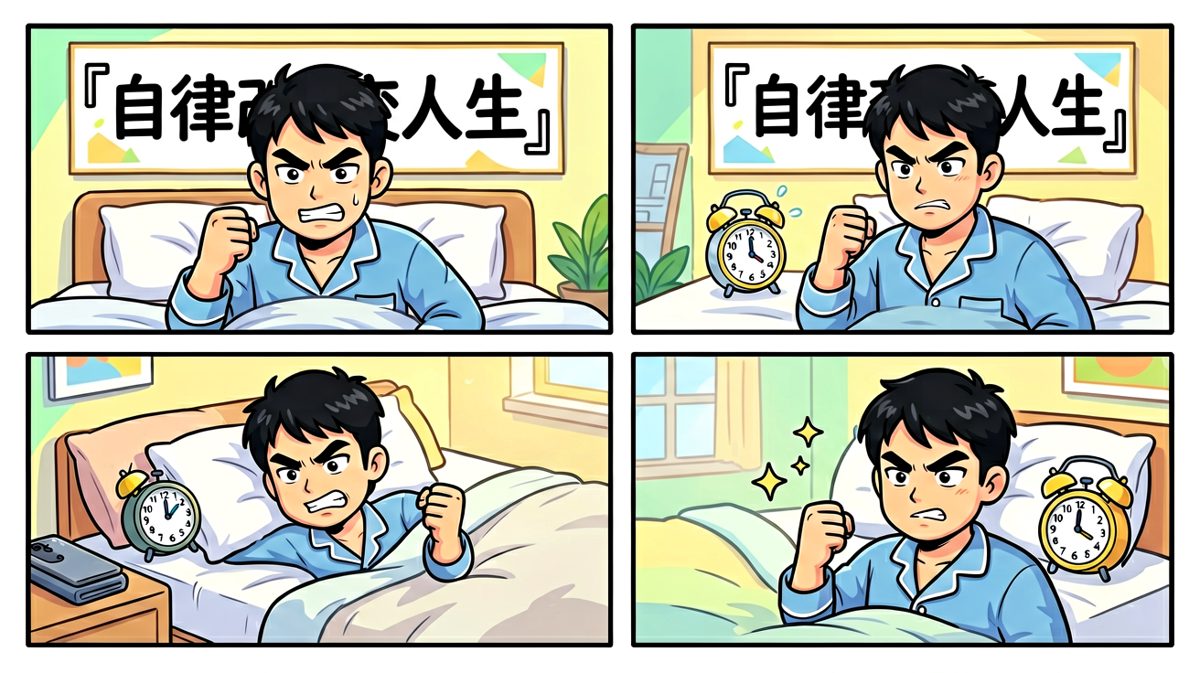 闹钟响起，立志今日早起跑步。