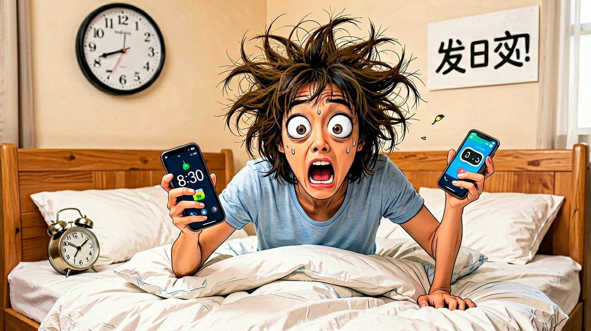 第三格：五分钟后……八点半了！！