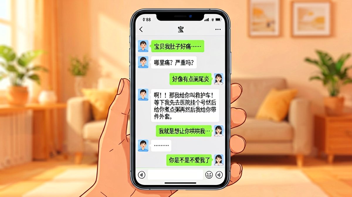 装病被女生认真程度吓哭：只是想求哄，没想到对方直接开始排班照顾你