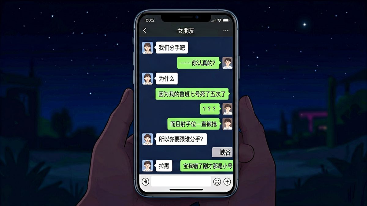 拿分手当借口打游戏：结果被当成渣男拉黑了三条街