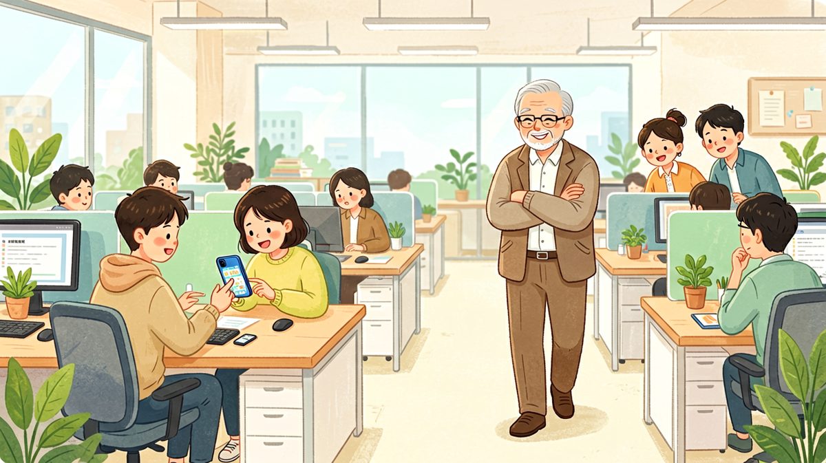 老板：在看什么？员工（慌）：老板！我在……学习！老板：学什么？员工：学您怎么这么年轻有活力！老板：哦，那我给你放个假，好好学。