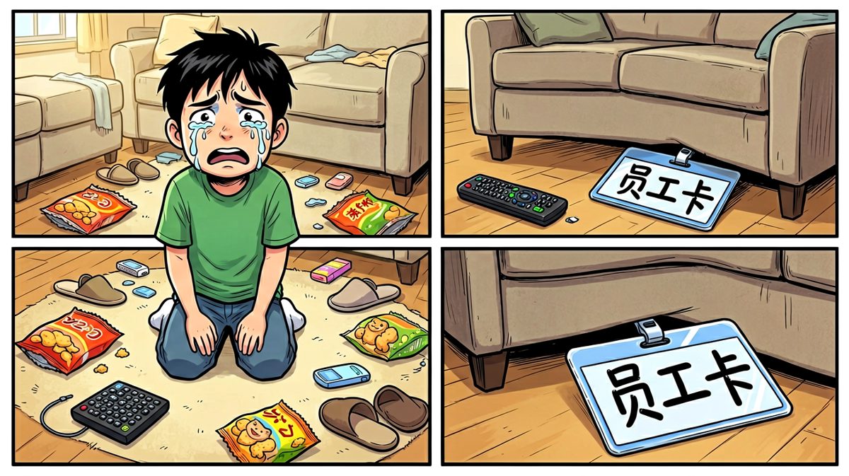 工牌就躺在沙发底下，仿佛在嘲笑我