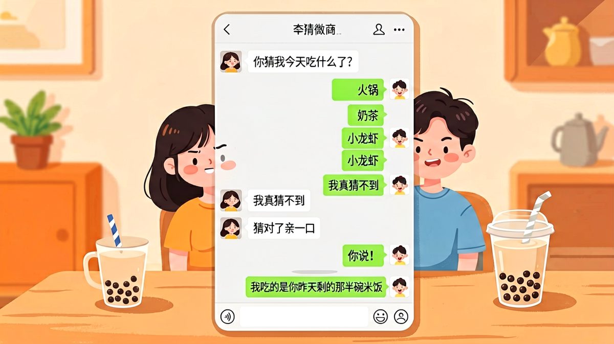 猜对了亲一口，结果谜底是一口剩饭