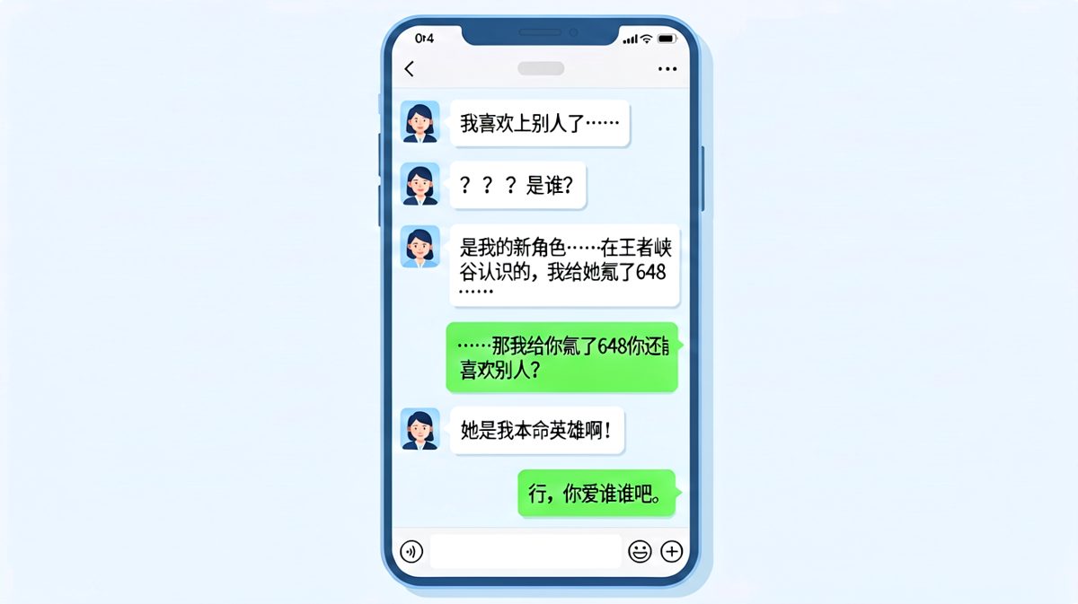 女友假装出轨结果说的是游戏角色，男友反手一句经典暴击。