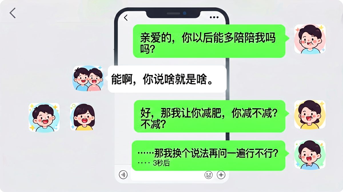 女方用一记完美反杀让男方无从招架，从'你说啥就是啥'瞬间变成'让我换个说法