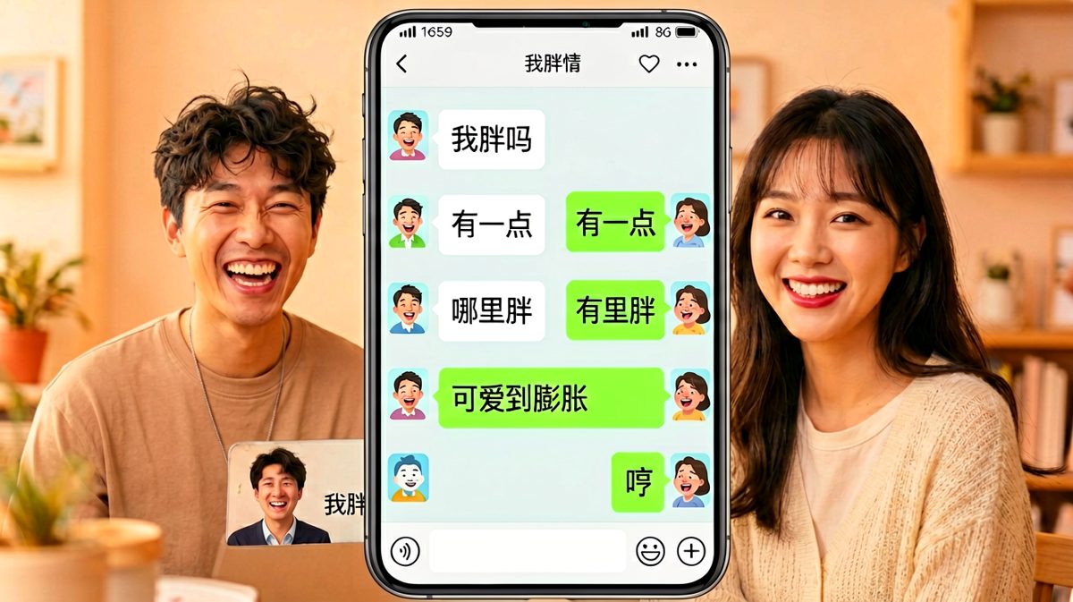 男生问体重相关话题，女生用甜言蜜语化解危机