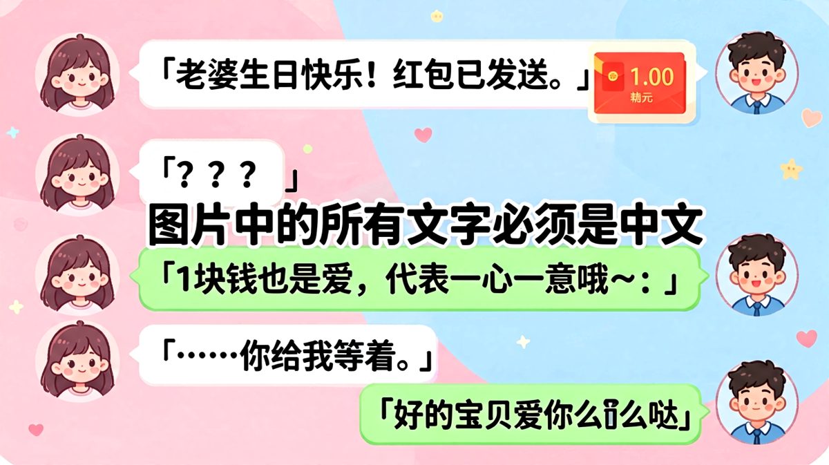 生日红包只发1块钱还解释成「一心一意」，女生的崩溃表情溢出屏幕。