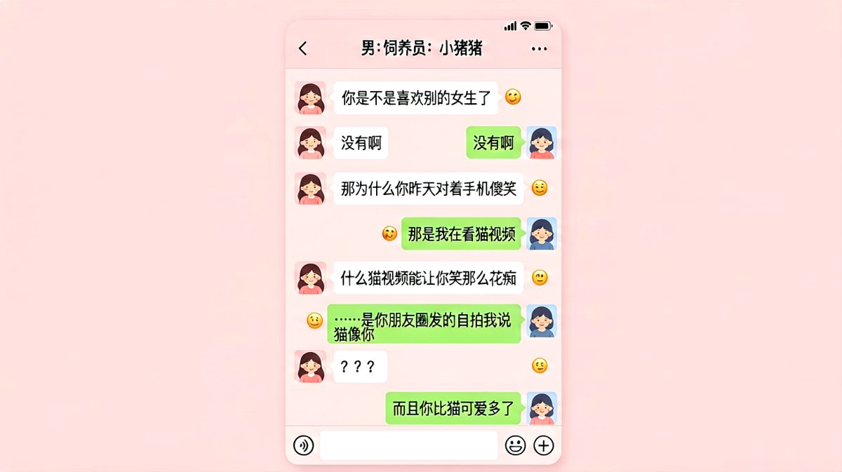 女生吃醋审问，男生神转折夸她比猫还可爱，求生欲拉满