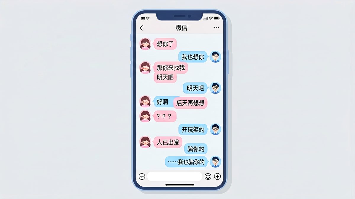 男生说'骗你的'时，以为女生也会接梗，结果两人都翻车了