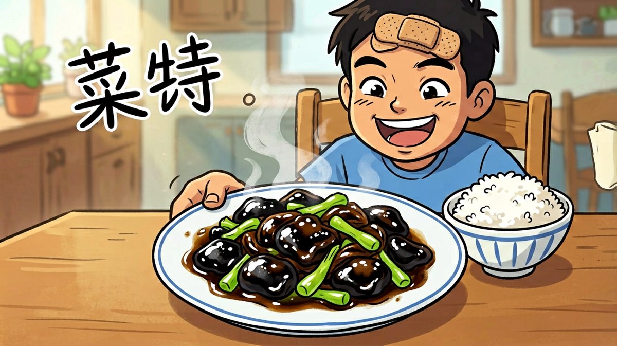 男生骄傲地端出自己做的'黑暗料理'