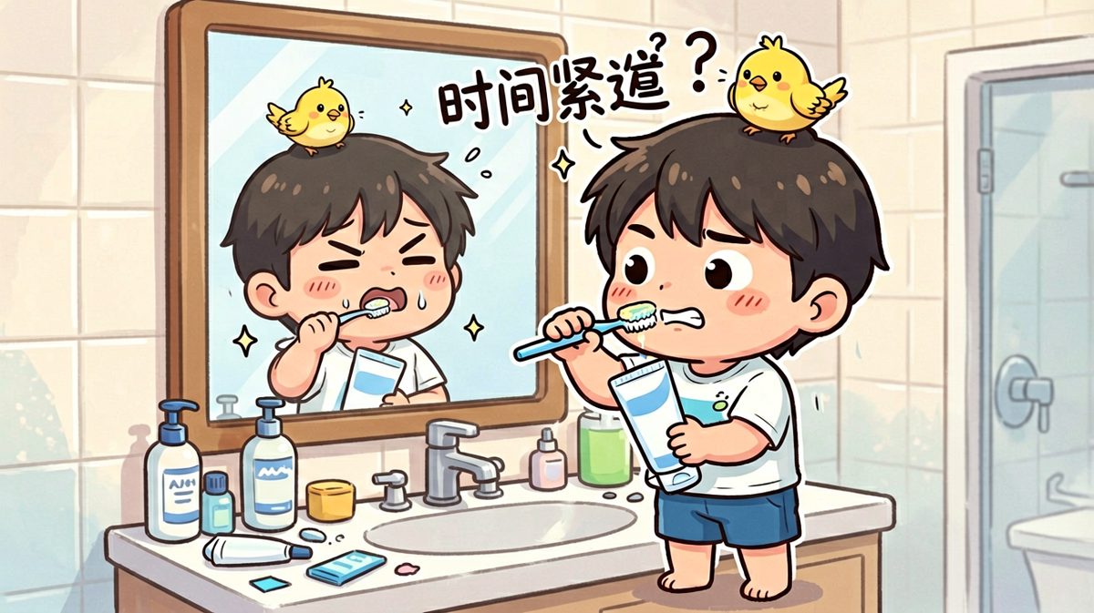 洗漱清醒中——用手持洗面奶代替牙膏