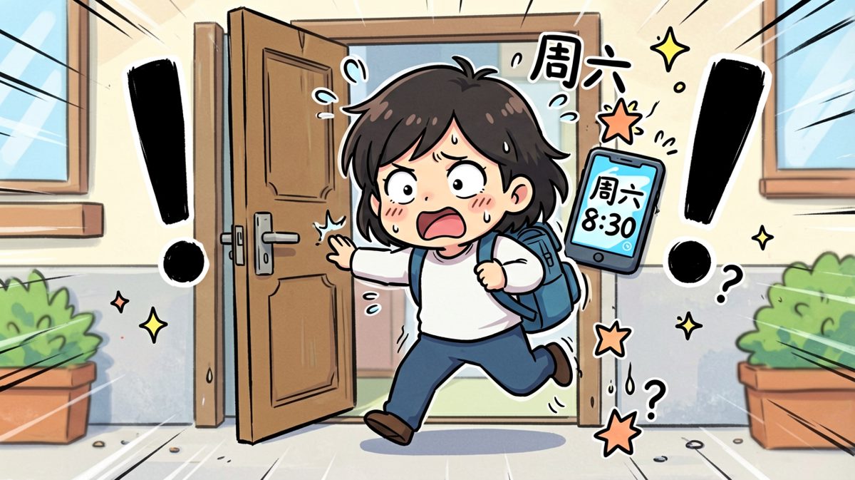 冲到门口才想起来今天周六，整个人裂开