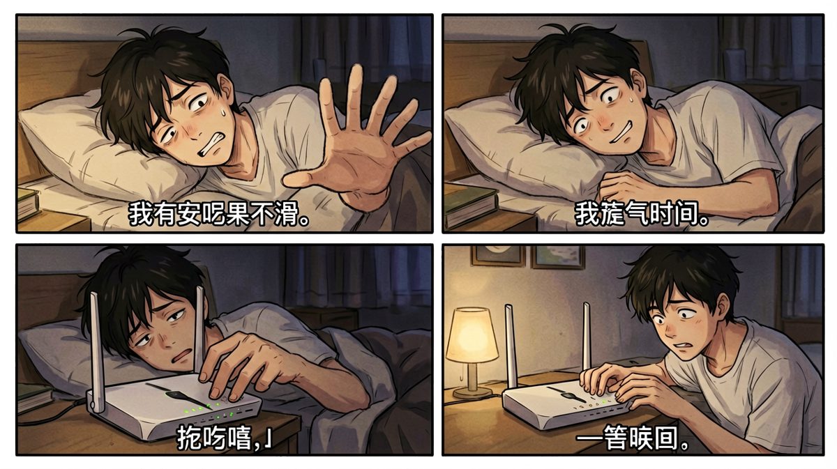 迷迷糊糊中，随手一按，按掉了路由器电源