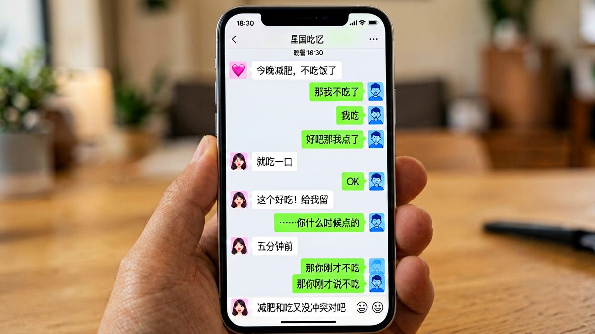 女生的减肥宣言：嘴上说不吃，身体很诚实地点了七分熟。