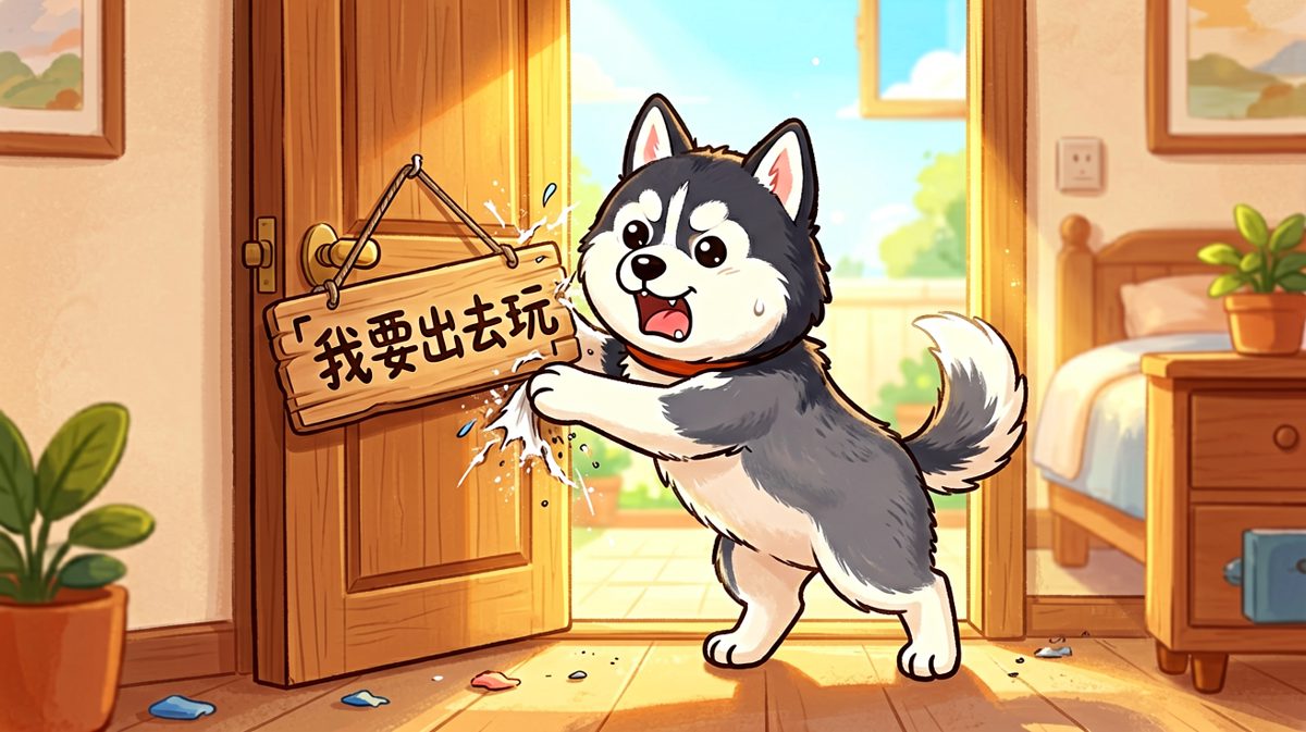 狗：再不开门我就要离家出走了！