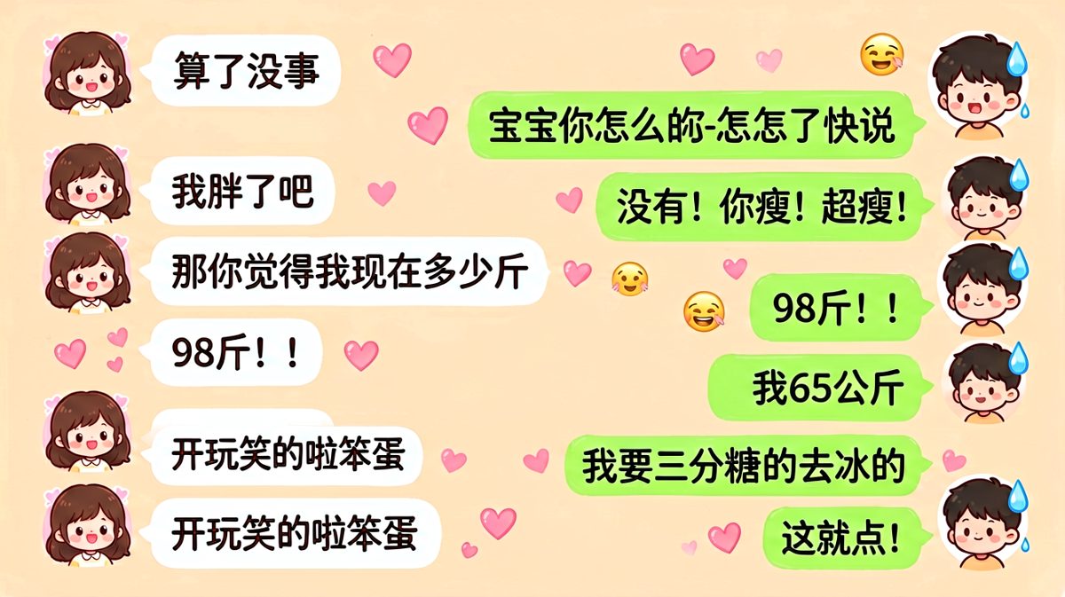 女生假装胖测试求生欲，最后用奶茶收买一切