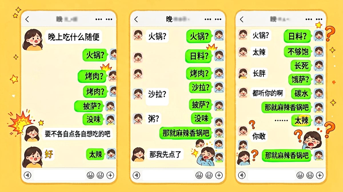 '随便'是情侣聊天中最危险的陷阱