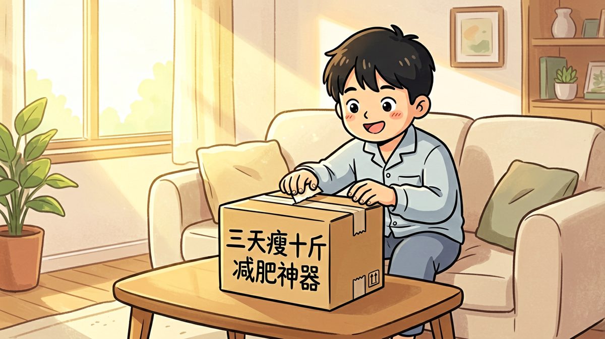 满怀期待地收到网购的减肥神器