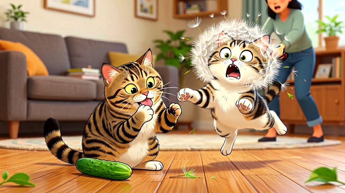 猫：这是什么绿色怪物！！