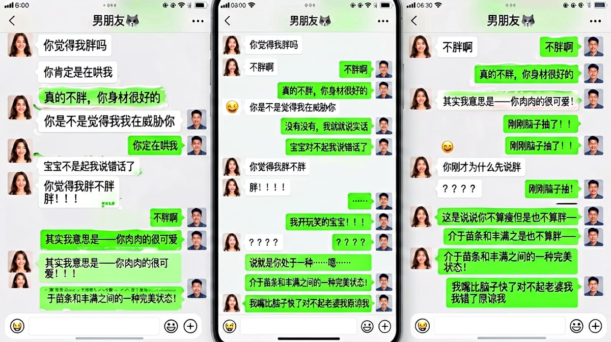 回答'你胖吗'的终极送命题，男生一步一步走向深渊