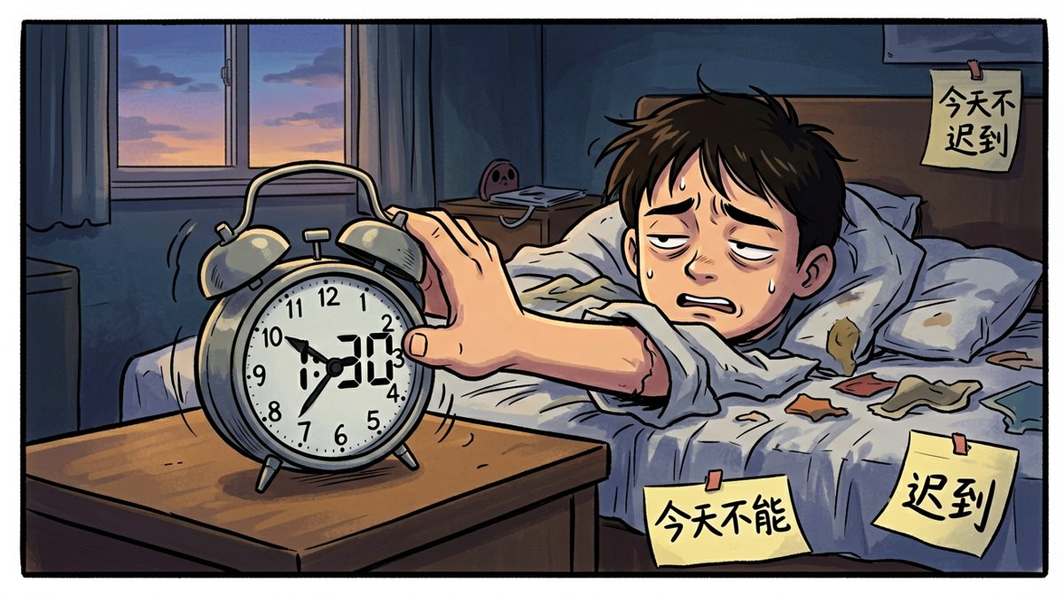 闹钟响起，伸手就拍，根本不想睁眼