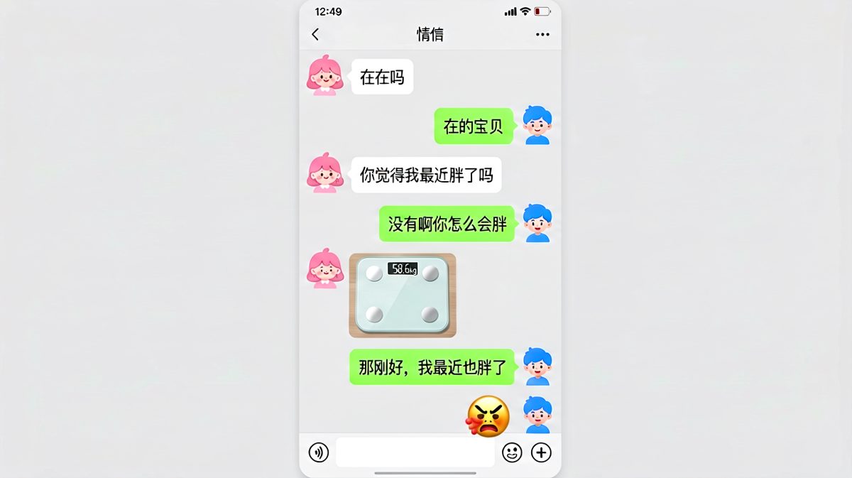 女生试探性问胖不胖，男生秒回「那刚好」直接踩雷