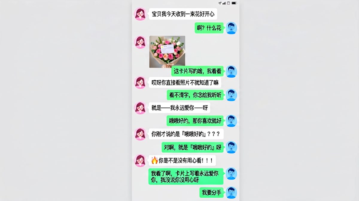 男生敷衍读卡片引发分手级地震，逻辑满分但感情零分