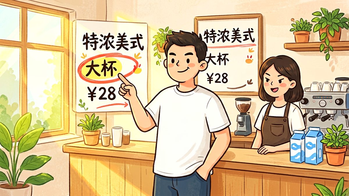 自信满满地点了一杯超大杯特浓美式。