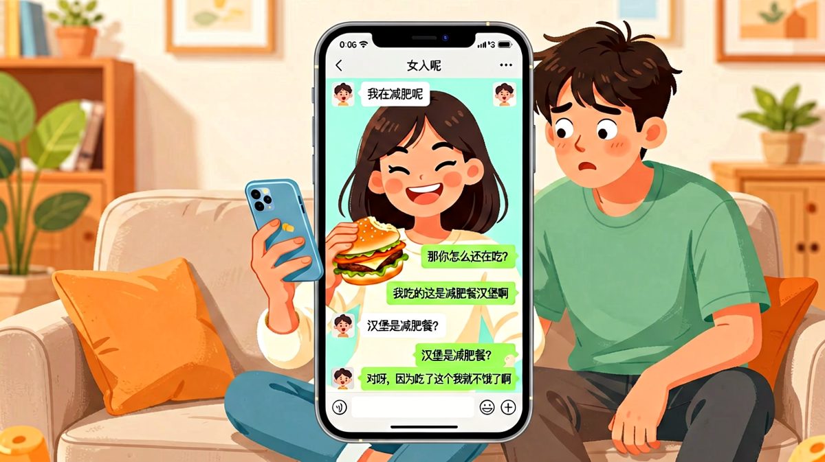 女生用逻辑完美的漏洞回答证明：减肥餐=吃了就不饿，所以可以无限吃