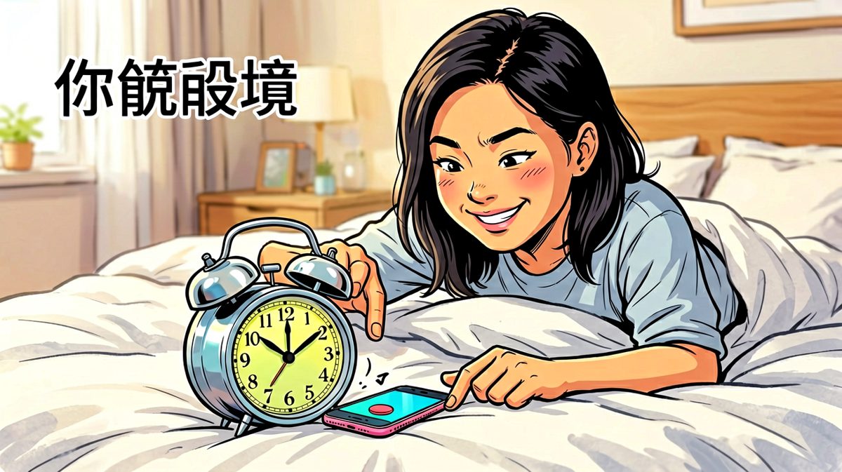 成功关掉闹钟，自信满满。