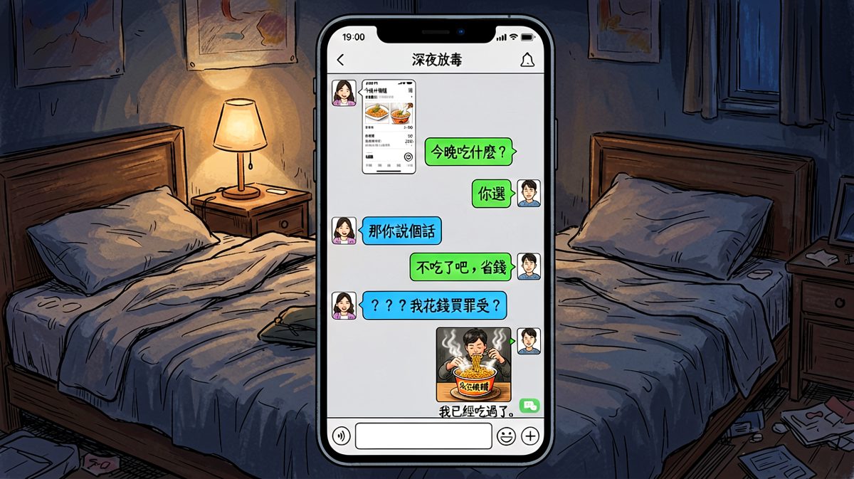 她说省钱不吃，他已经在偷吃泡面