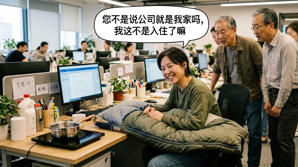老板：公司就是你的家，员工：好的我直接入住