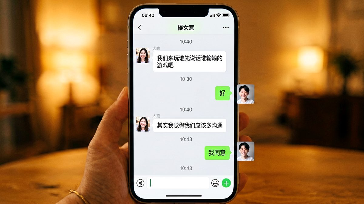 情侣互不相让的「谁先说话谁输」挑战，结果两人越聊越多