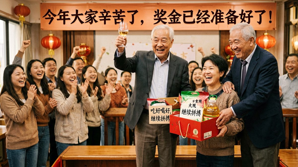 老板说奖金准备好了，我打开是一袋米一桶油