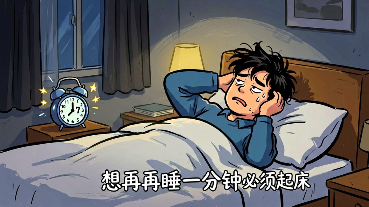 闹钟响了，挣扎着起床