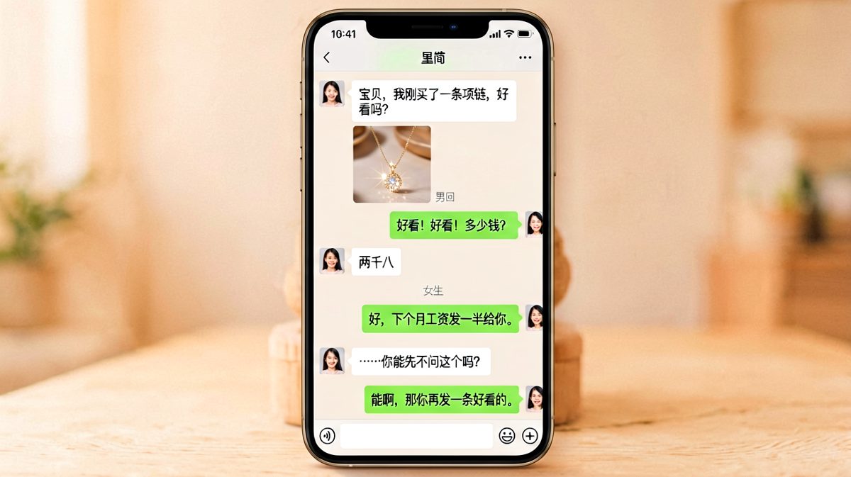 送礼物前先算工资的直男操作，女生当场无语。