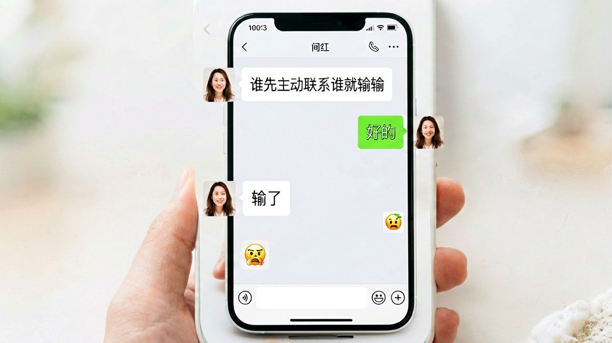情侣比谁先主动联系，结果两人同时发了消息