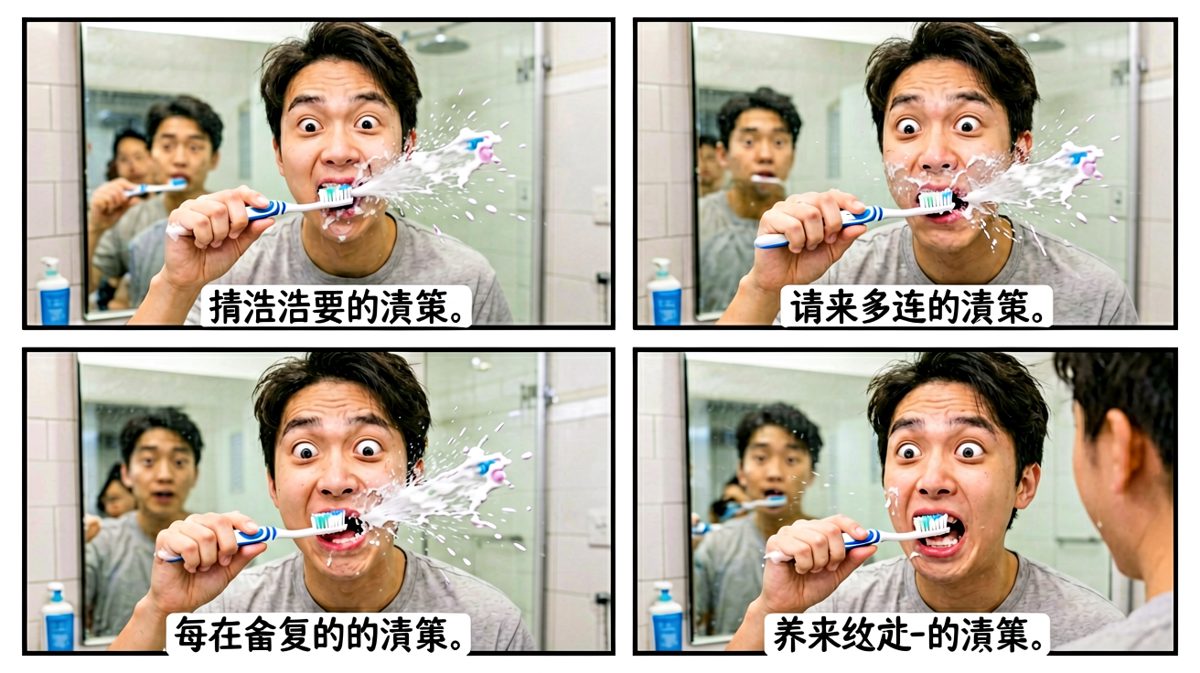 刷牙现场变成灾难现场