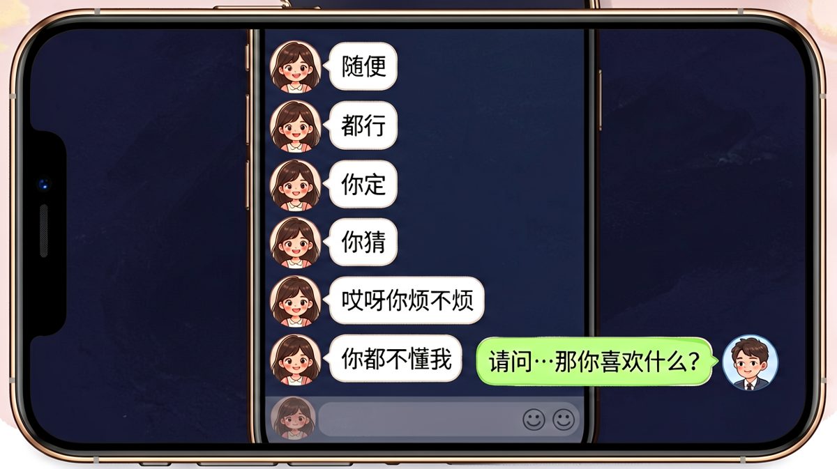 男生试图让女生选餐厅，结果越问越惨