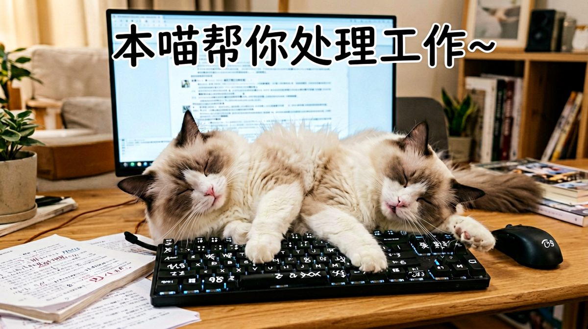 猫咪霸占键盘让主人崩溃