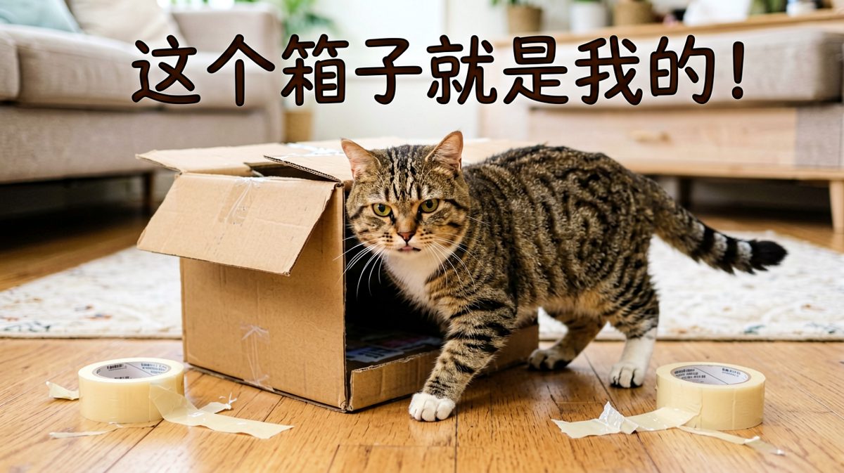 猫咪挑战钻进不可能的小箱子