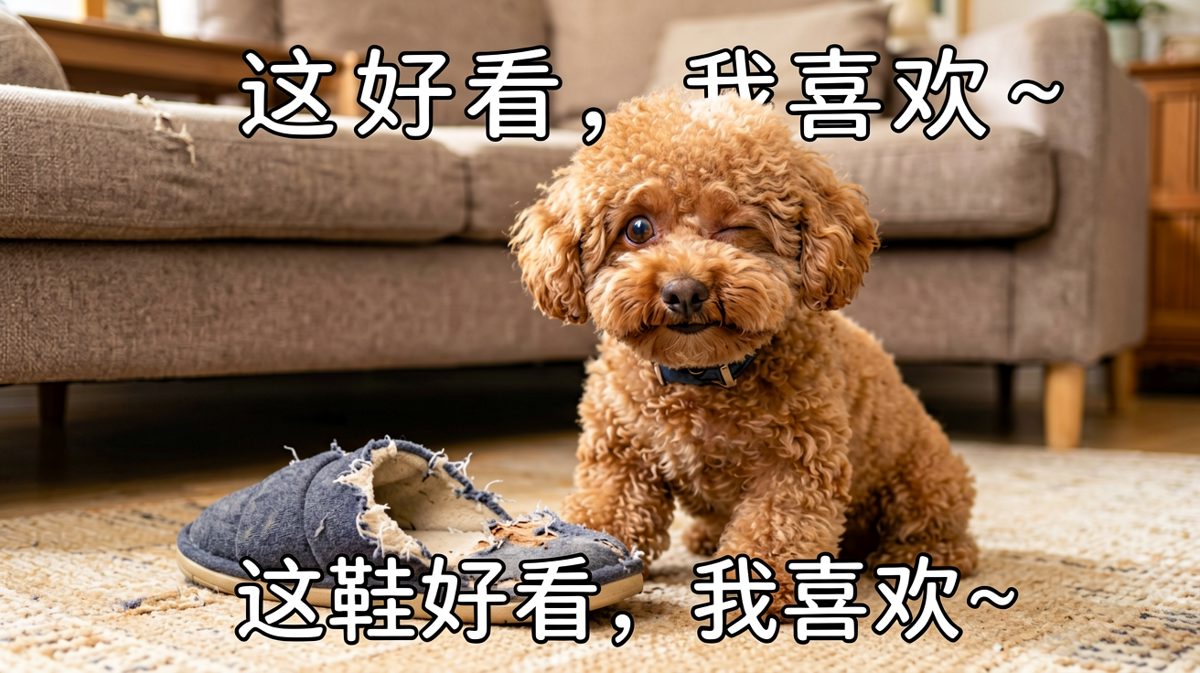 狗狗咬鞋后假装无辜装卖萌