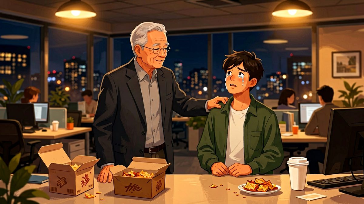 老板语重心长：'来我们公司，我们就是一家人。' 员工感动点头：'谢谢老板！' 老板立刻补充：'一家人就要一起加班到半夜。'