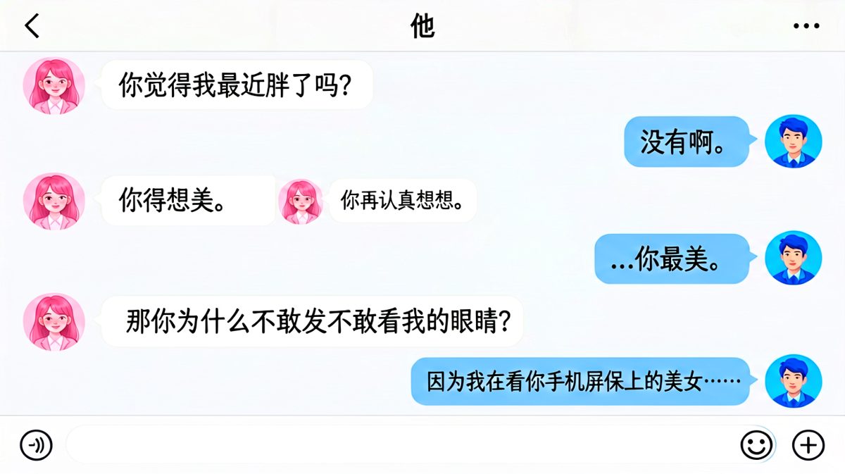 试探型反转：男生以为躲过去了，结果被反向开弓